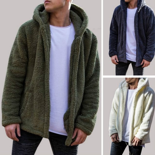 Warm Fluffy Fleece Men Hooded Jackets | Buy It Carl